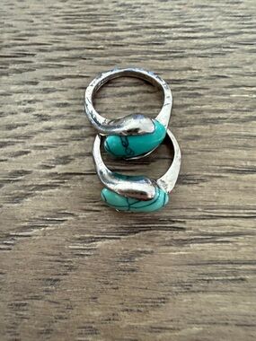Turquoise Stone Silver-Accent Women’s Ring
